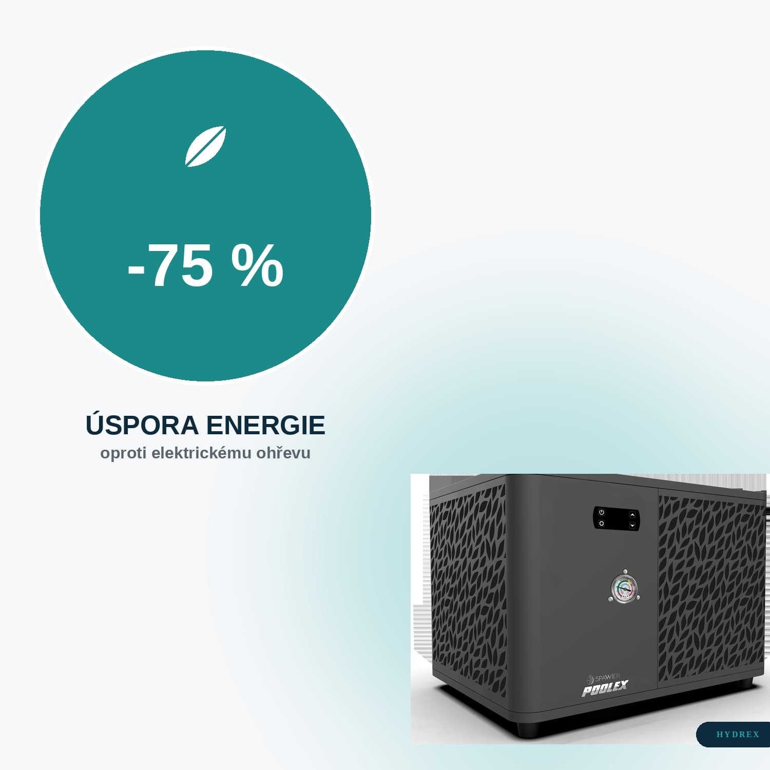 Až 75 % úspora energie oproti elektrickému ohřevu